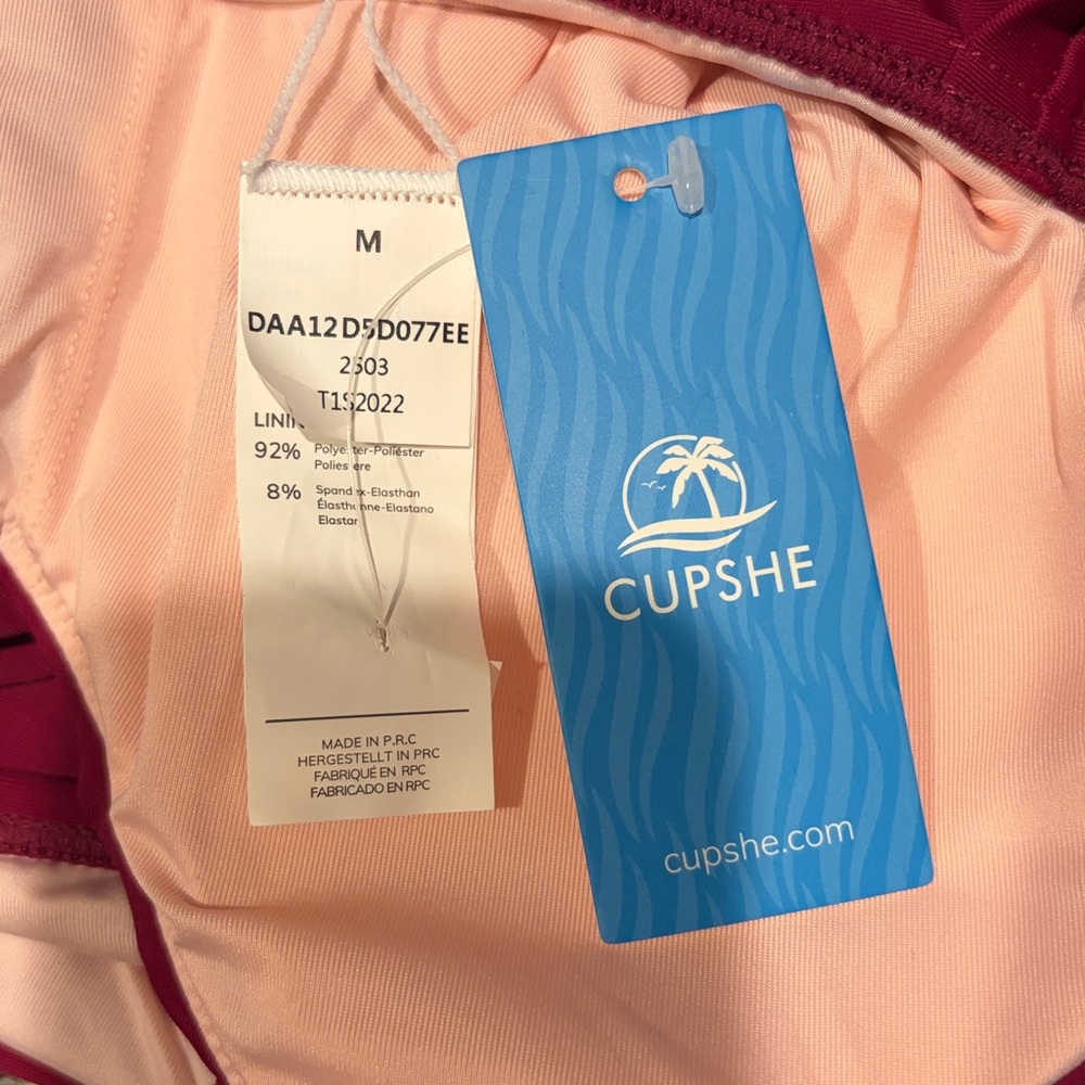 Cupshe Wine Red Twist Front Tankini Top - Picture 4 of 5